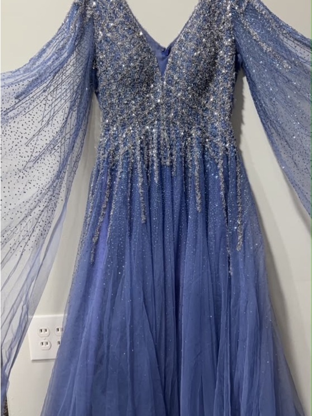Womens' Sparkle Tulle Evening Dress in Periwinkle